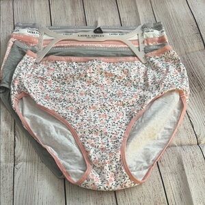 Laura Ashley Girls' Floral Cotton Briefs - Pink, Gray